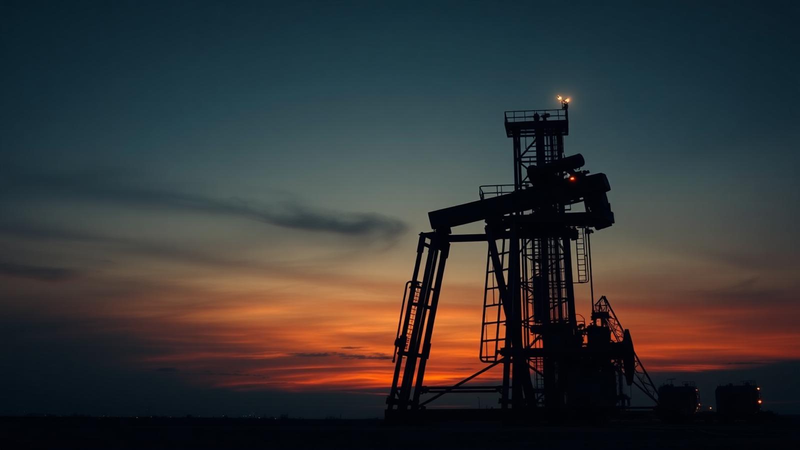 Oil rig at dusk